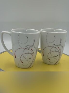 Corelle Coordinates Splendor Coffee Mugs
Cups Porcelain Red Gray Swirl Lot Of 2